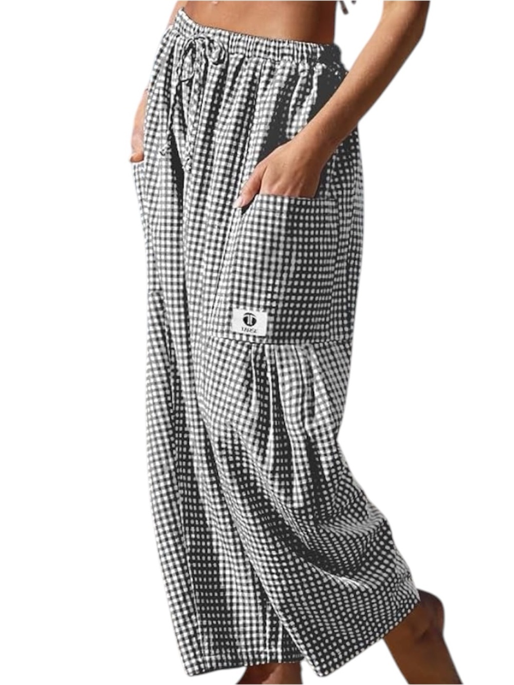 Tarse Linen Wide Leg Barrel Lose Drawstring Pants